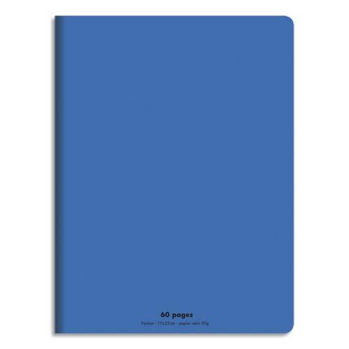 Cahier piqre 17x22 60 pages grands carreaux 90g. Couverture polypro bleu