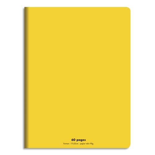 Cahier piqre 17x22 60 pages grands carreaux 90g. Couverture polypro jaune