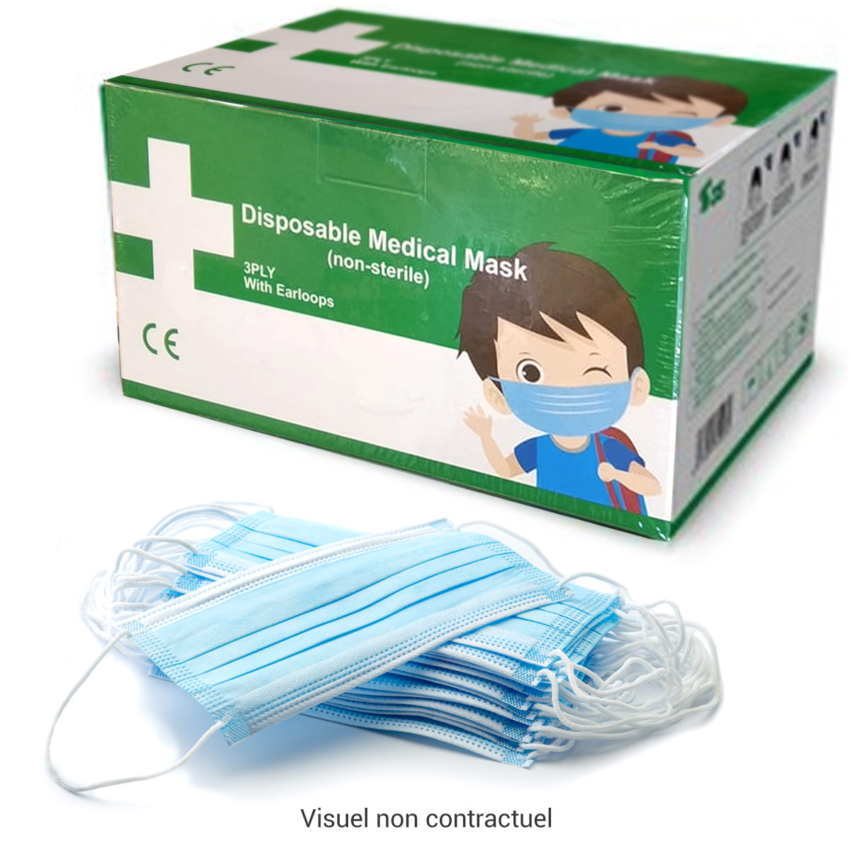 Masque chirurgical enfant 3 plis classe 1 type 1 - bote de 50