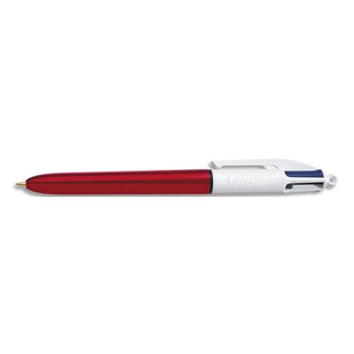 Stylo Bic 4 couleurs Shine - corps mtallique Rouge