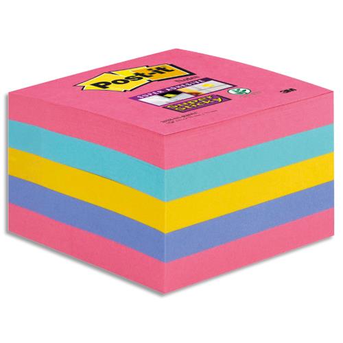 Cube Post-it Super Sticky - 76 x 76 mm - 440 feuilles - coloris assorties
