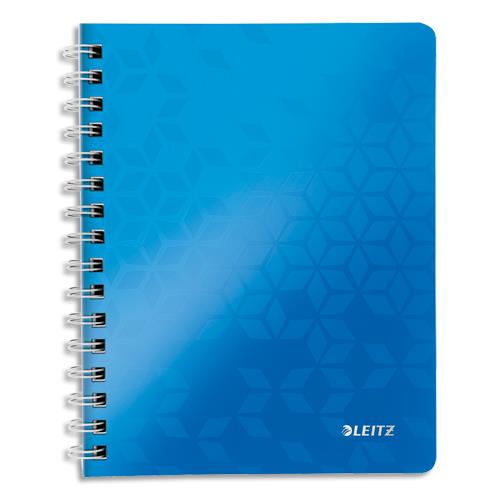 Cahier spirales Leitz Wow - A4 - 160 pages dtachables 80 g - 5x5 - couverture polypropylne bleu