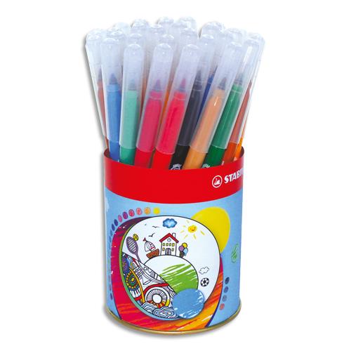 Pot de 36 feutres de coloriage Stabilo Trio - pointe moyenne - couleurs assorties