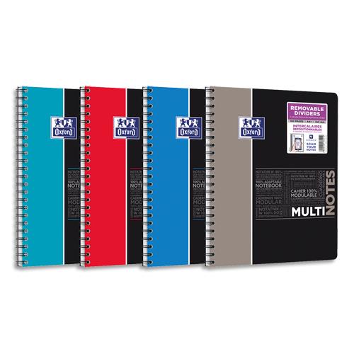 Cahier Multinotes Oxford  spirale - A4 - 160 pages perfores quandrill 5x5 - 90 g - coloris assortis