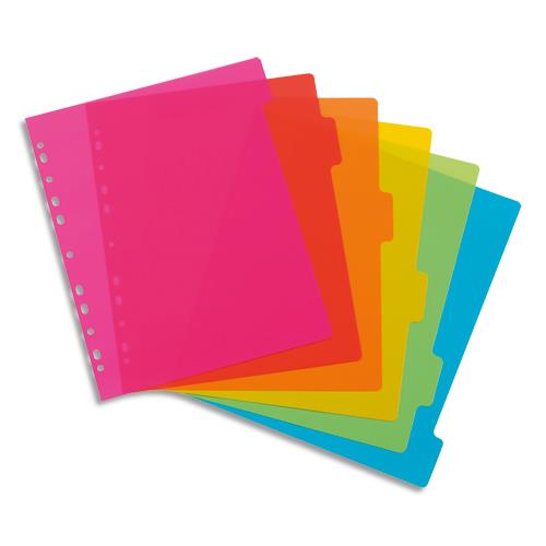 Intercalaire Viquel Happyfluo - polypropylne - A4 maxi - jeu de 6 - coloris fluo multicolores