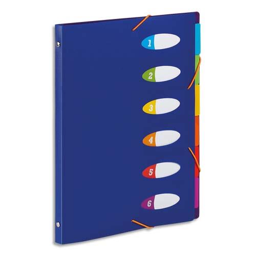 Trieur Viquel Happy fluo - PP 5/10e - 6 touches - dos rivet - bloc perfor - A4 - coloris bleu