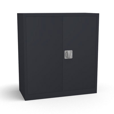 Armoire portes battantes H. 100 x L. 92 x P. 42 cm finition gris anthracite - quipe de 2 tablettes