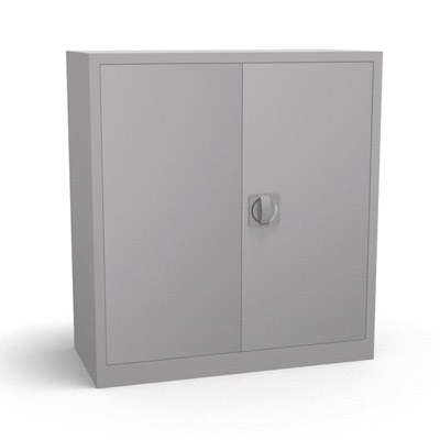 Armoire portes battantes H. 100 x L. 92 x P. 42 cm finition gris - quipe de 2 tablettes