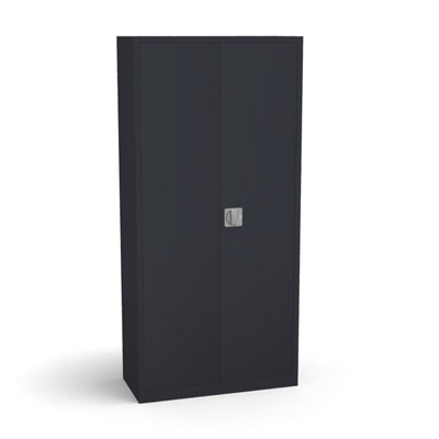 Armoire portes battantes H. 195 x L. 92 x P. 42 cm finition gris anthracite - quipe de 4 tablettes