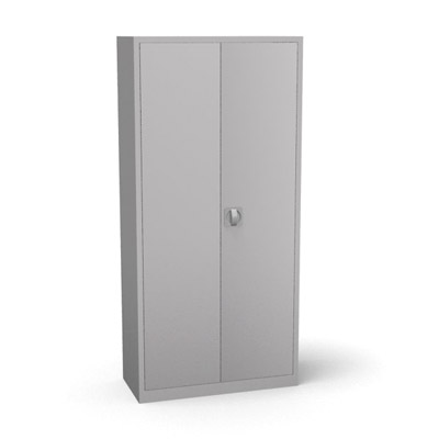 Armoire portes battantes H. 195 x L. 92 x P. 42 cm finition gris - quipe de 4 tablettes