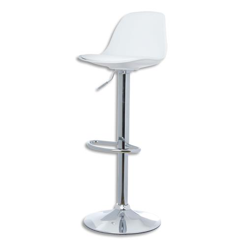 Tabouret Paperflow Bobba assise - coussin - acier chrom - blanc - lot de 2 - L39 x H104 x P42 cm