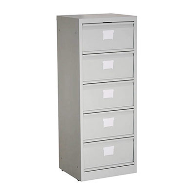 Meuble  clapets 5 cases H. 103,5 x L. 41 x P. 34,5 cm finition gris aluminium