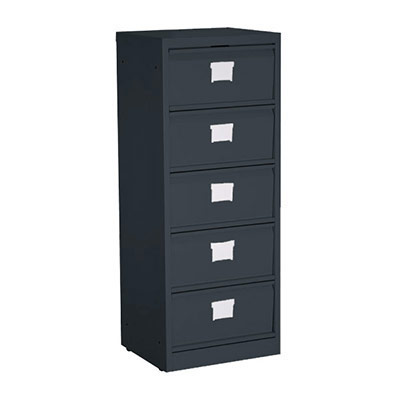Meuble  clapets 5 cases H. 103,5 x L. 41 x P. 34,5 cm finition gris anthracite