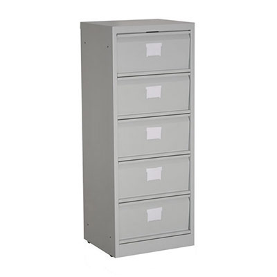 Meuble  clapets 5 cases H. 103,5 x L. 41 x P. 34,5 cm finition gris