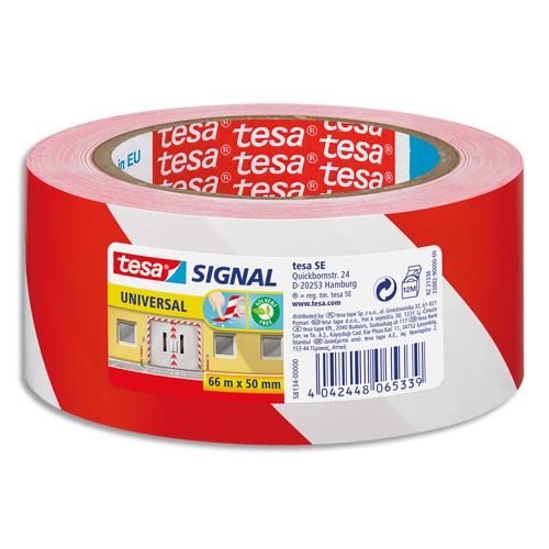 Ruban adh�sif tesa Signal Universal -  polypropyl�ne - pour marquage - 52 microns - rouge et blanc - 66 m x 50 mm