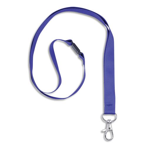 Tour de cou Avery avec mousqueton et clip de scurit - longueur 44 x largeur 1,5cm - bote de 10 - bleue