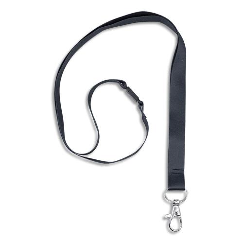 Tour de cou Avery avec mousqueton et clip de scurit - longueur 44 x largeur 1,5cm - bote de 10 - noir