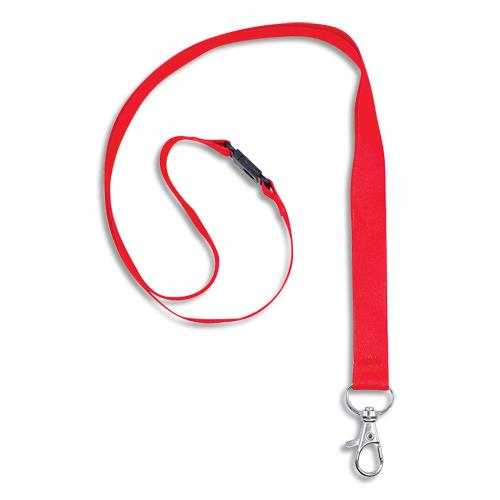 Tour de cou Avery avec mousqueton et clip de scurit - longueur 44 x largeur 1,5cm - bote de 10 - rouge