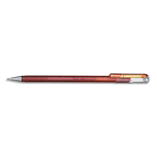 Roller Pentel DualMetallic - encre gel - pointe large 1 mm - coloris orange + jaune metallique
