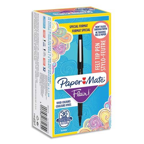 Feutre d'criture Papermate Flair Original - pointe moyenne - bote de 30+6 - encre noire
