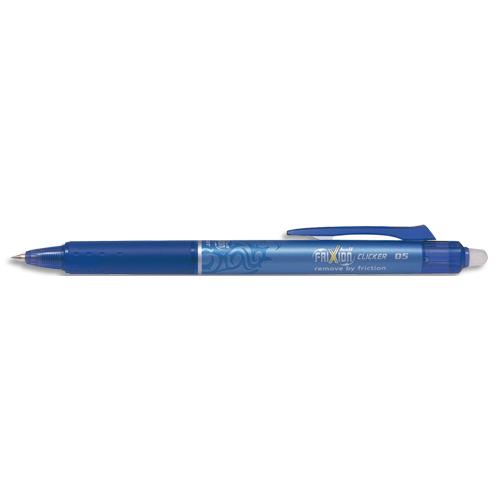 Roller Pilot FriXion Clicker rtractable - pointe fine 0,5 mm - encre thermosensible effaable bleue