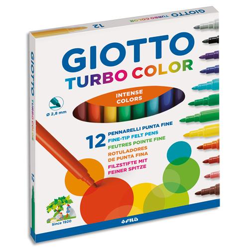 Etui de 12 feutres de coloriage Giotto Turbo Color - pointe moyenne - coloris assortis