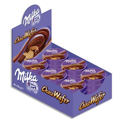Mdaillons gaufrs Milka Choco Wafer - chocolat - 30 g - bote prsentoir de 30