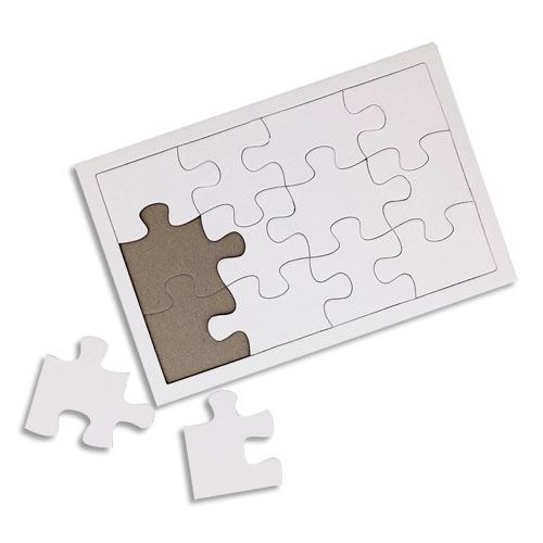 Puzzles Sodertex - carton - blanc - 900 g/m - avec cadre -  customiser - format 12/14 x 19/21 cm - lot de 10