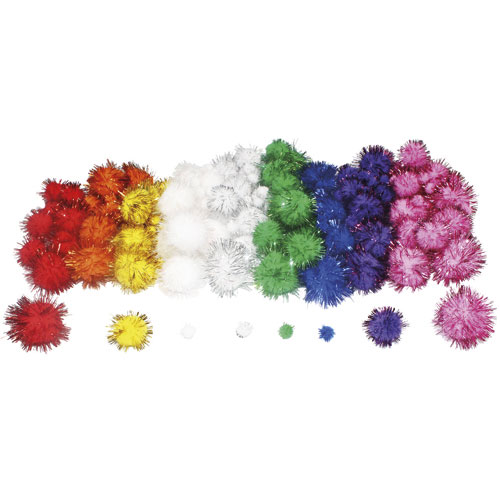 Pompons mtalliss Sodertex- polypropylne - tailles et coloris assortis - pack de 200