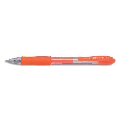 Stylo roller encre gel Pilot G-2 - Pointe moyenne 07 RT - Couleur Orange non