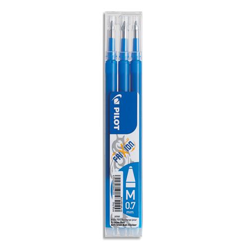 Set de 3 recharges pour roller Pilot FriXion Ball - Pointe moyenne 0,7 mm - Encre Bleue ciel