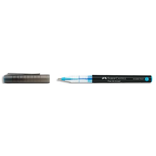 Roller  encre liquide Faber Free Ink broad - Coloris bleu ciel - Pointe large 1,5mm