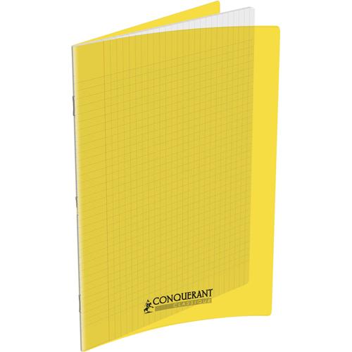 Cahier Conquerant piqre classique - agraf - 24 x 32 cm - 140 pages - 90g - sys - couverture polypro jaune