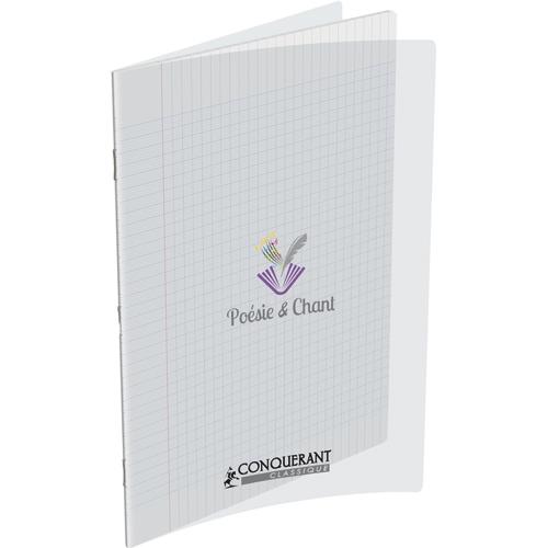 Cahier Conquerant de posie et chant - agraf - A4 - 90g - 96p - sys/uni dessin - couverture polypro incolore - lot de 9