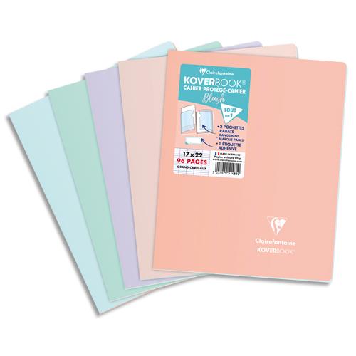 Cahier Koverbook Blush piqu Clairefontaine - PP - bicolore opaque - 17 x 22 cm - 96 pages - Seys - coloris assortis