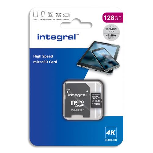 Carte Micro SDXC + adaptateur  - 128Go - V30 - U3 - A1 - Class 10