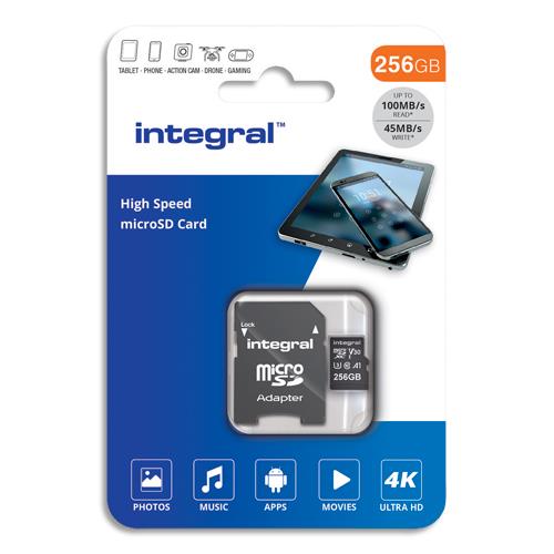 Integral inmsdx256g-100v30 mmoire flash 256 go microsd uhs-i