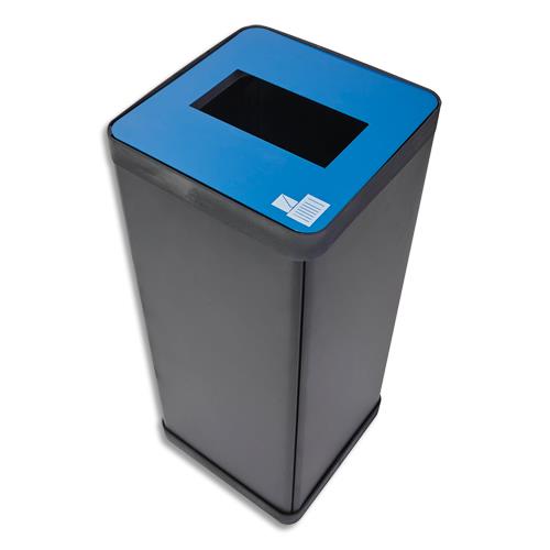 Poubelle de tri slectif Alba - pour dchets papiers - L31 x H73 x P31 cm - acier et abs - 50 litres - bleu