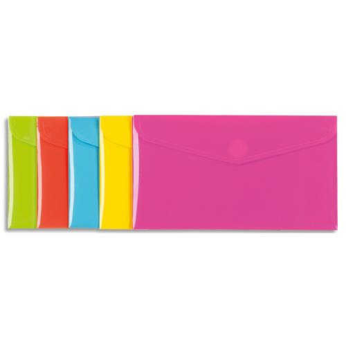 Pochette enveloppe Viquel Happy Fluo - polypropylne 2/10me - format 25 x 18 cm - coloris assortis