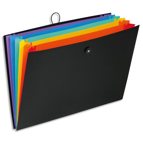 VIQUEL Trieur Ménager RAINBOW Noir Polypropylène 7 Compartiments - Organiseur Documents A4