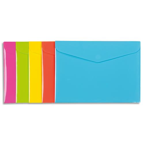 Pochette enveloppe Viquel Happy Fluo - polypropylne 2/10me - format 33,5 x 24 cm - coloris assortis