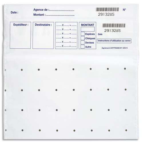 Sachets scells de scurit pour billets Wonday 14202-1 -  lot de 100