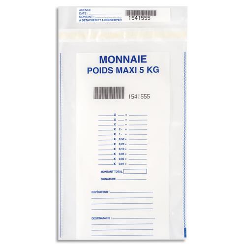 Sachets scells de scurit pour monnaie Wonday 15002-1 -  lot de 100
