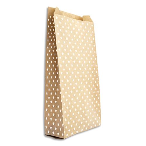 Pochettes cadeau en kraft - format 15 x 31 cm + 6 cm - impression �toile - sachet de 50