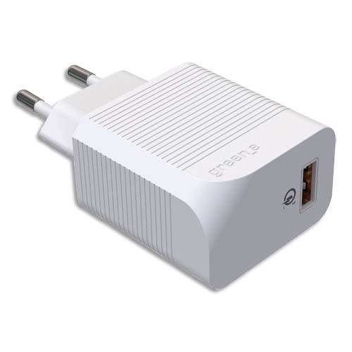 Prise secteur USB-A Qualcomm 3.0/charge rapide GR6016  Blanche 3A, 18W