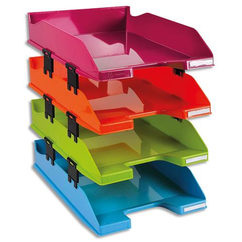 Corbeille  courrier Exacompta Iderama - 12 lments - superposition fournis - coloris assortis opaques - set de 4