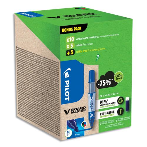 Marqueur effaable Pilot Vboard Master + 10 recharges  -50% - coloris assortis - pack de 10