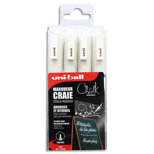 Marqueur craie Uni-ball Uni Chalk Marker - pointe fine - blanc - set de 4