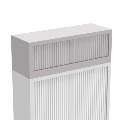 R�hausse d'armoire � rideaux H. 42,6 x L. 120 x P. 43 cm - corps gris - rideaux gris