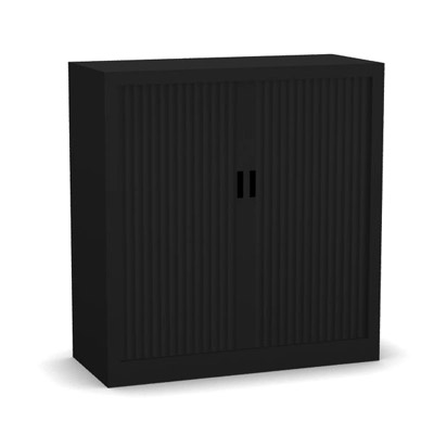 Armoire � rideaux monobloc H. 105 x L. 100 x P. 43 cm - corps noir - rideaux noir - �quip�e de 2 tablettes + rail